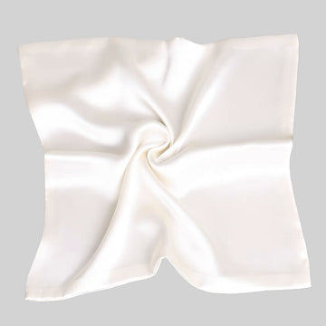 Double Sided Pure Mulberry Silk Pocket Squares, Cream White